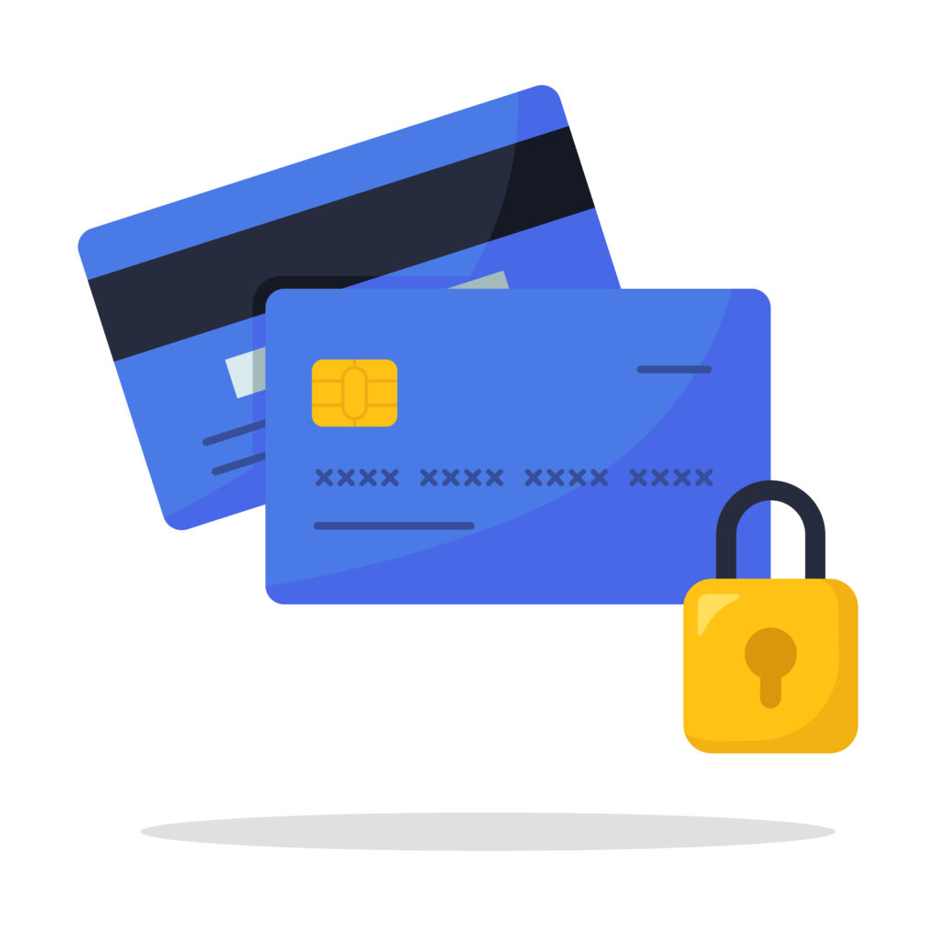 Credit card cards with a lock